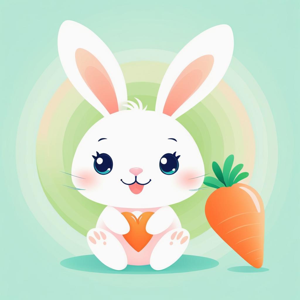 Charming Cartoon Bunny with Carrot