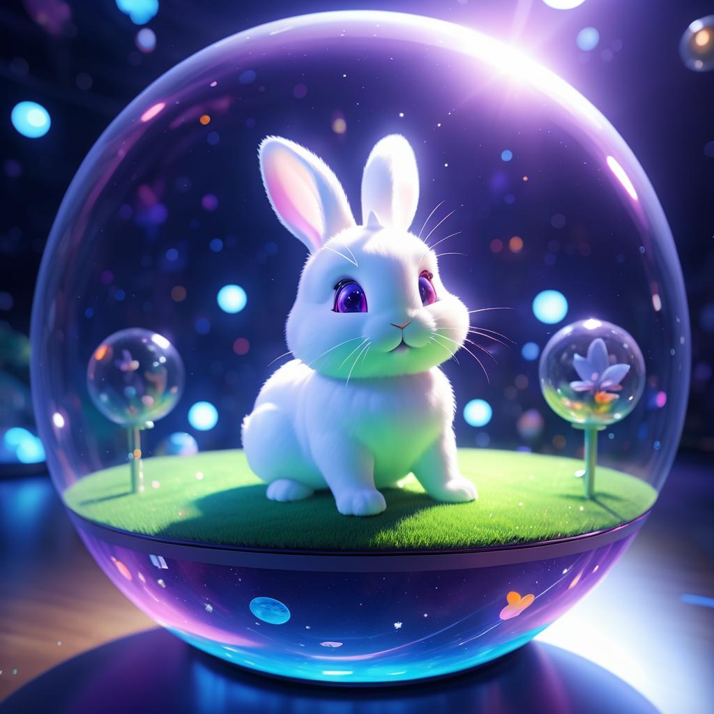 Cute Solar Bunny in Floating Sphere