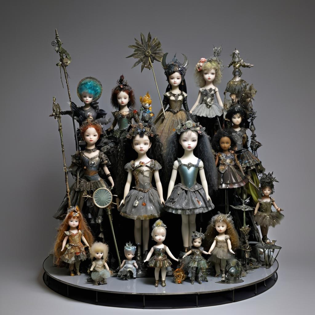 Mythical Sculpture of Vintage Dolls and Metal