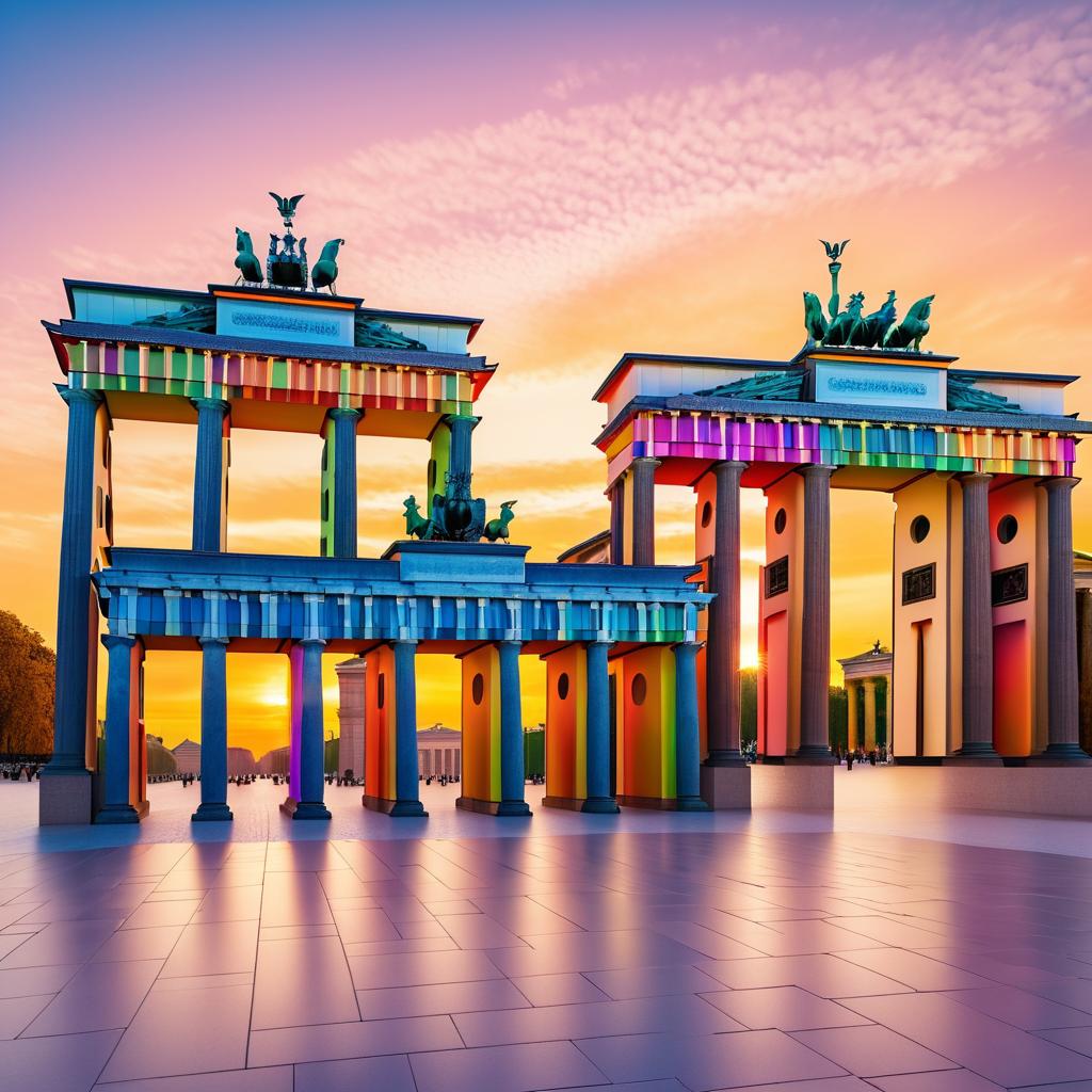 Gaudí-Inspired Brandenburg Gate at Sunset