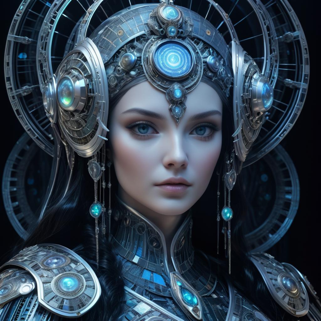 Mystical Female Robot Oracle Portrait