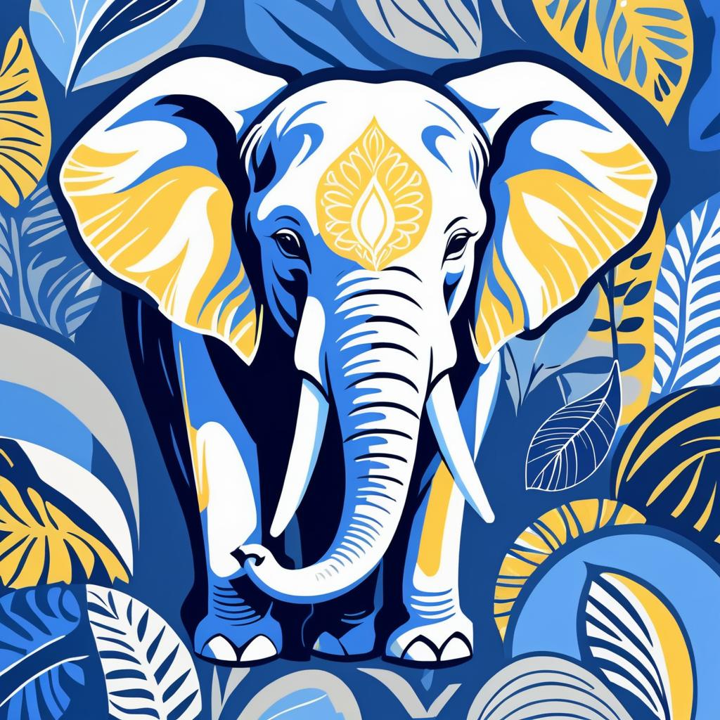 Elegant Abstract Elephant in Matisse Style