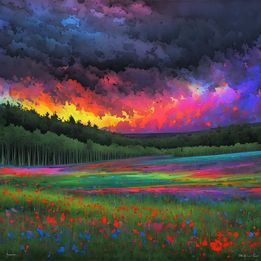 Vibrant Abstract Storms in Birch Glade