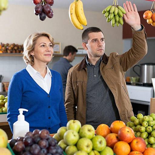 Couple at Fruit Stand Portrait