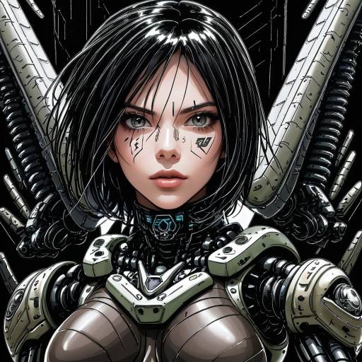Illustration of Alita, battle angel alita in the style of Bb (baalbuddy)