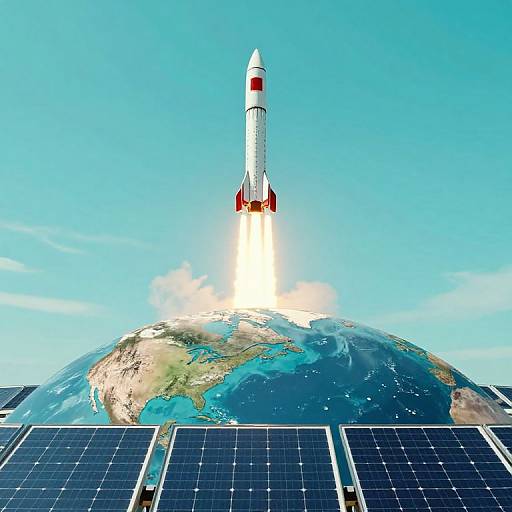 Rocket Launch Behind Solar Globe