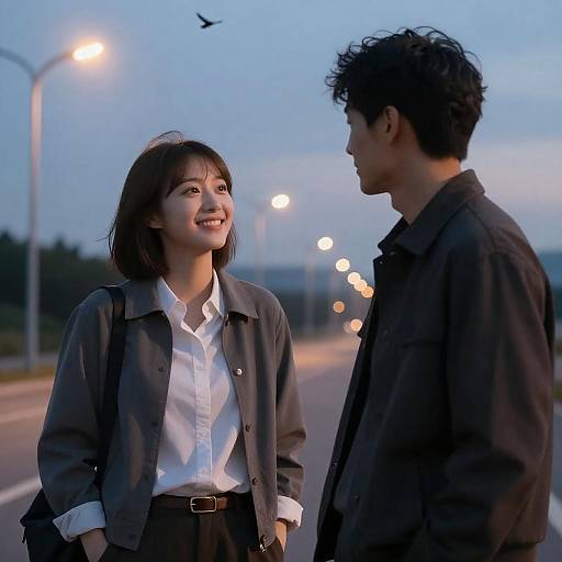 Romantic Dusk Photograph of Two People