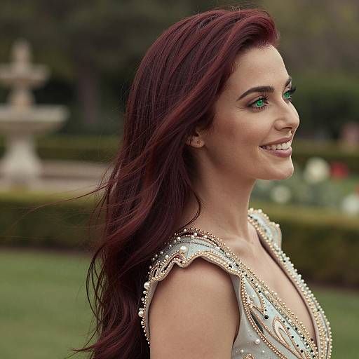 Elegant Woman in a Garden Close-Up