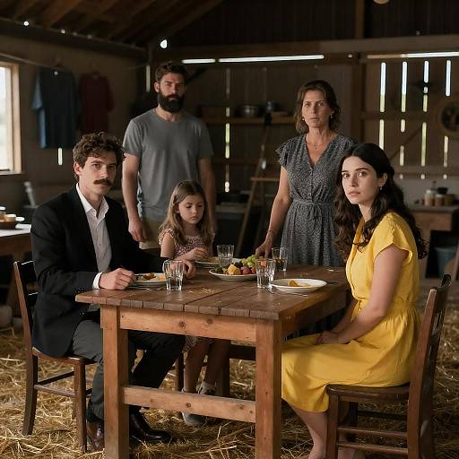 Family Gathering in a Rustic Barn