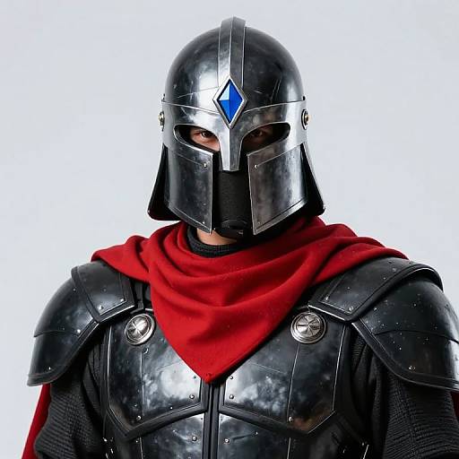 Warrior in Black Armor with Scarf