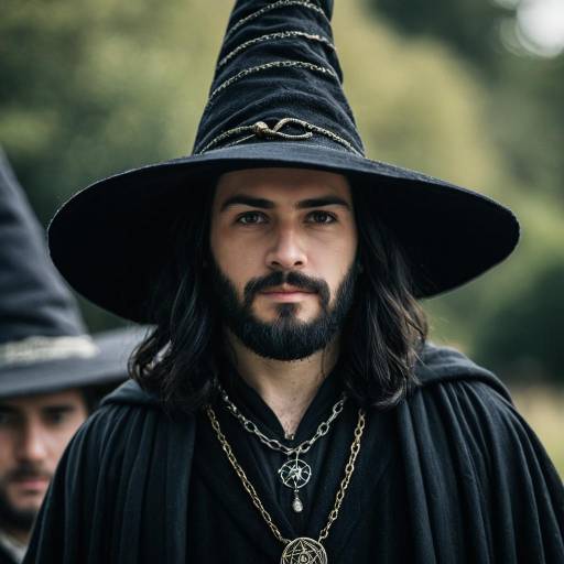 Man Wearing Wizard Costume with Hat and Beard