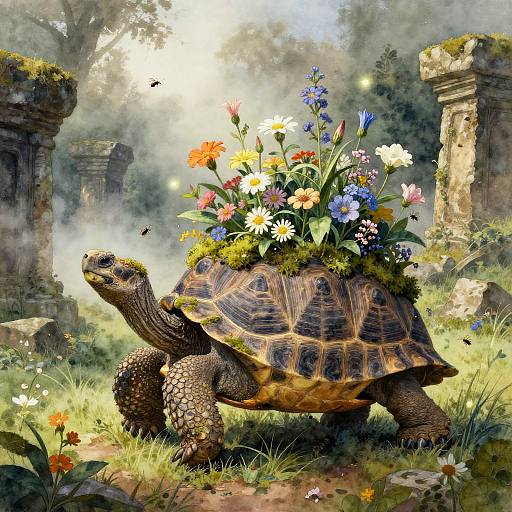 Enchanted Garden on Giant Tortoise