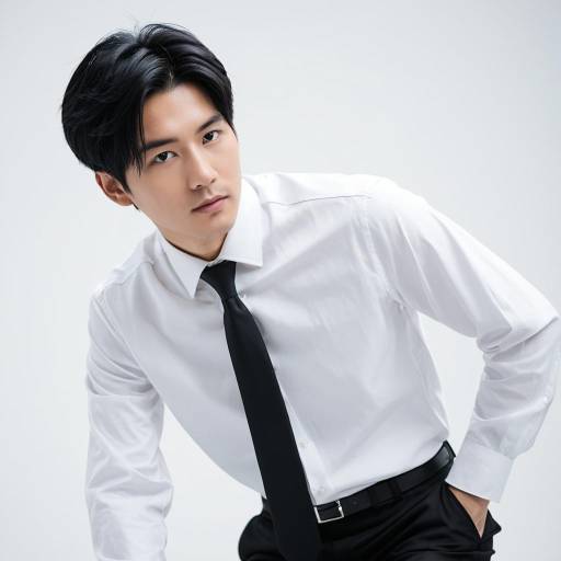 Professional Korean Man in White Shirt and Black Tie