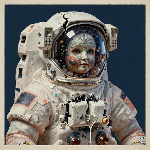 Claustrophobic Porcelain Astronaut Retro-Futurist Poster