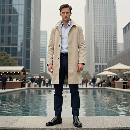 Stylish Man in Urban Office Setting