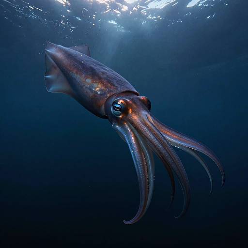Enigmatic Bioluminescent Giant Squid
