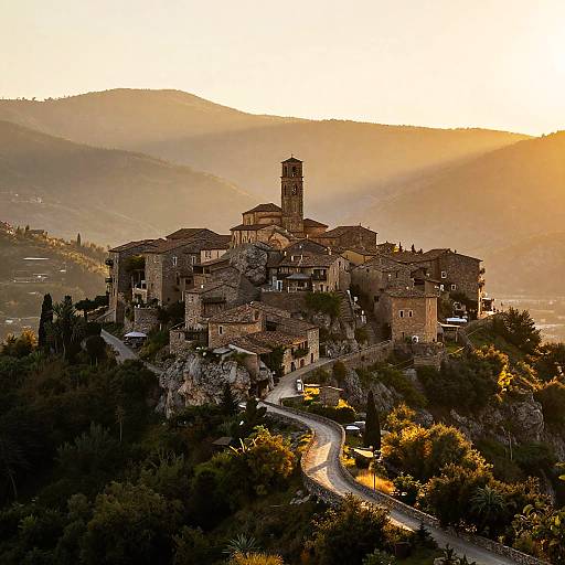 Sunlit Ancient Hilltop Village