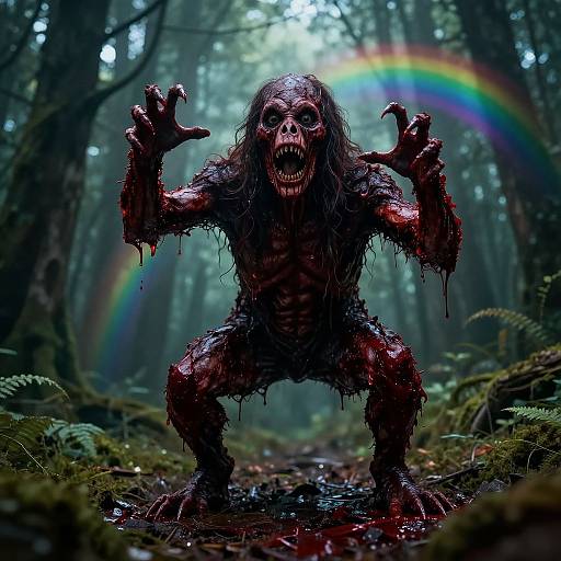 Realistic Horror Creature in Forest