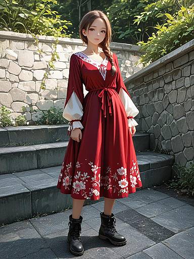 Bohemian Red Floral Maxi Studio Shot