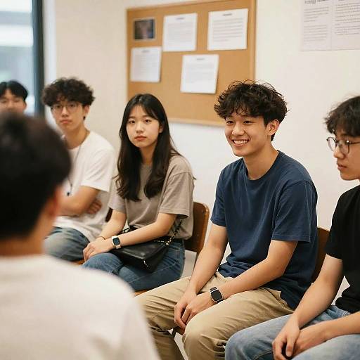 Casual Group Meeting with Smiling Man