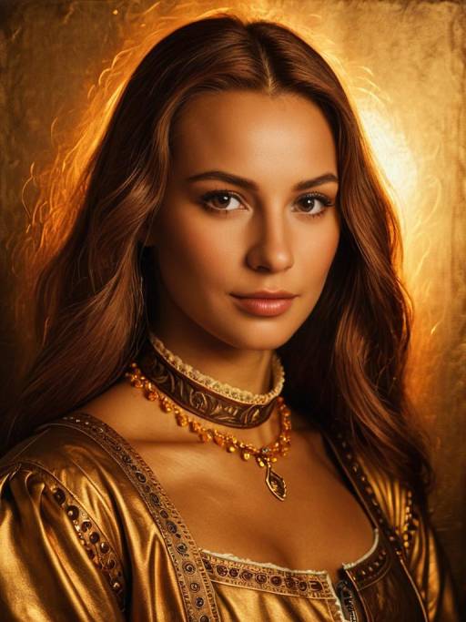 Woman in Golden Vintage Style Outfit