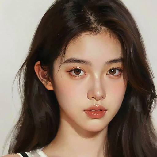 Expressive Digital Portrait of Young Woman