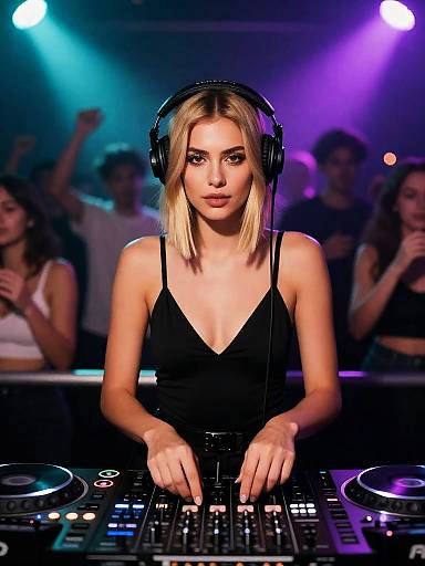 Confident Female DJ Center Stage Portrait