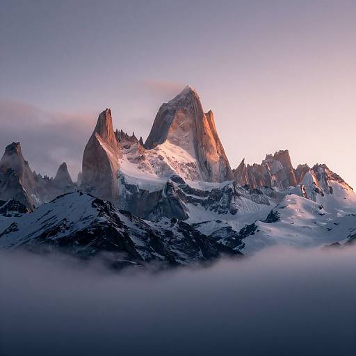 Twilight Snow-Capped Mountain Peaks