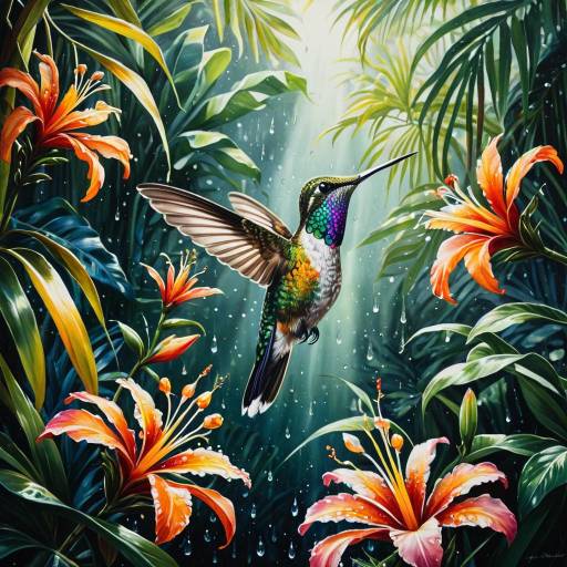 Radiant Hummingbird in Tropical Paradise
