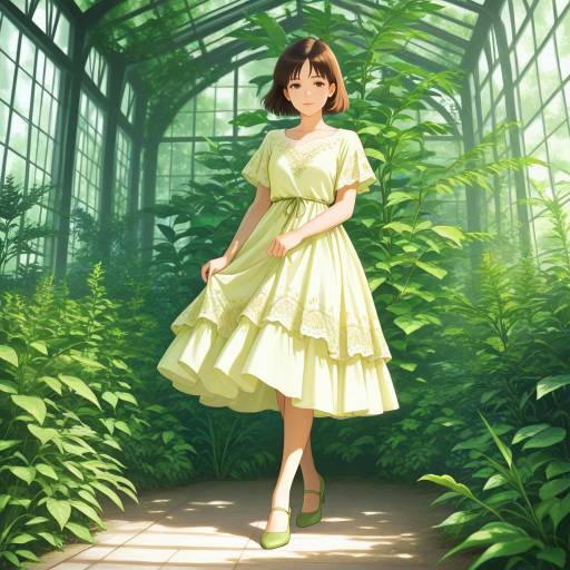 Serene Greenhouse Girl in Bohemian Style Serene Greenhouse Girl in Bohemian Style