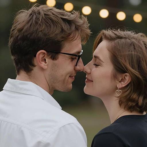 Intimate Close-Up of Couple in Love