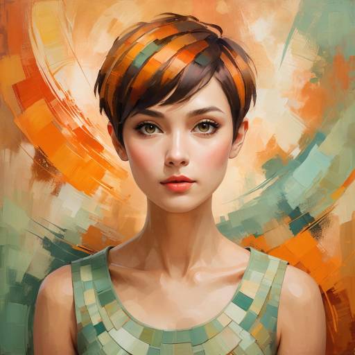 Abstract Portrait of Woman with Short Hair