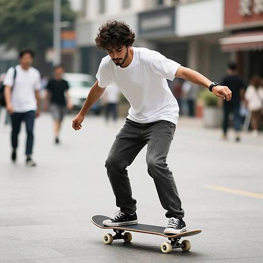 Young Bearded Man Skateboarding 2030