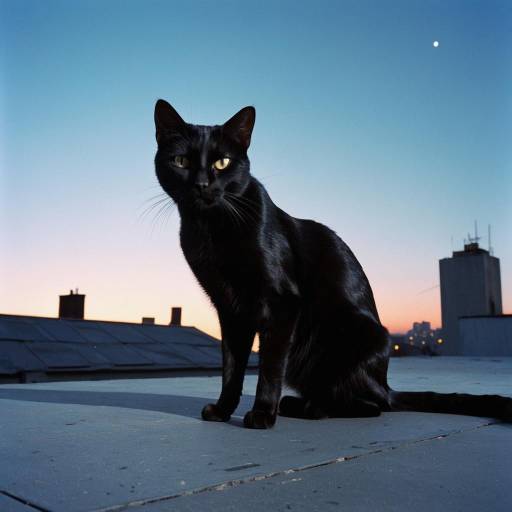 Black Cat on Rooftop at Dusk