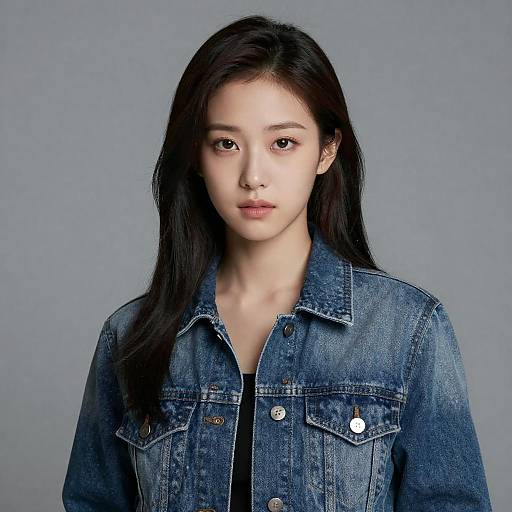 Portrait of Young Woman in Denim Jacket
