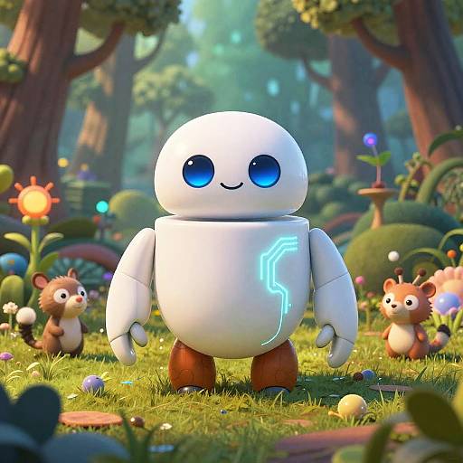 Cute Android in Whimsical Forest