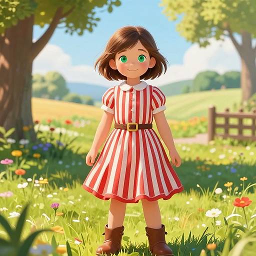 Cheerful Girl in Sunny Meadow