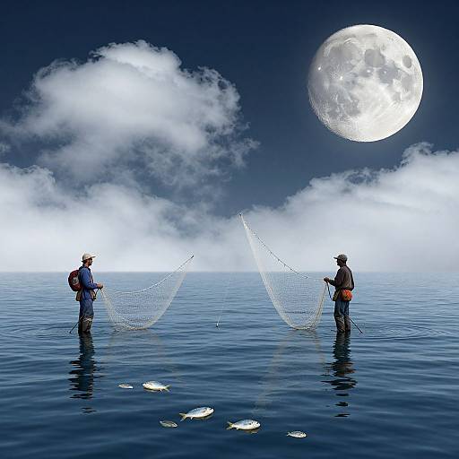 Fishermen Harvesting Lunar Memories