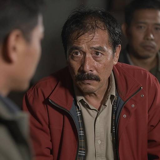 Intense Gaze of a Mustachioed Man