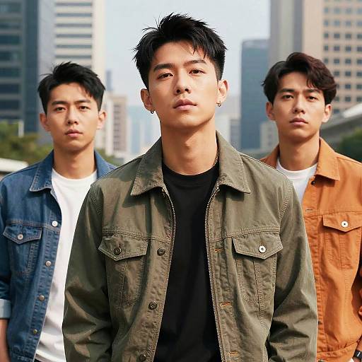 Fringe Asian Men in Urban Streetwear