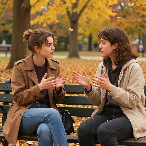 Autumn Park Bench Discussion