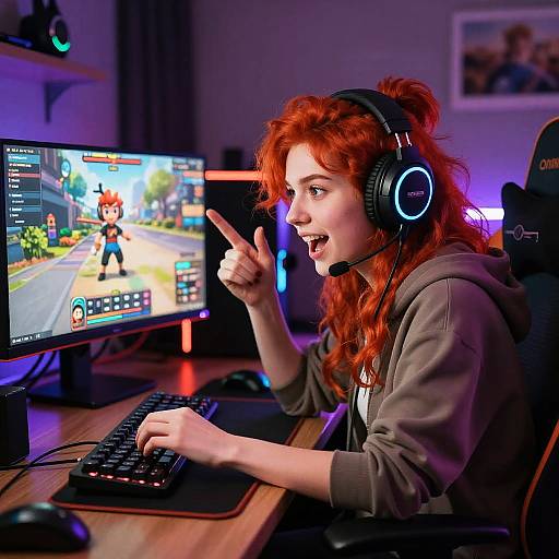 Fiery Redhead Twitch Streamer Setup