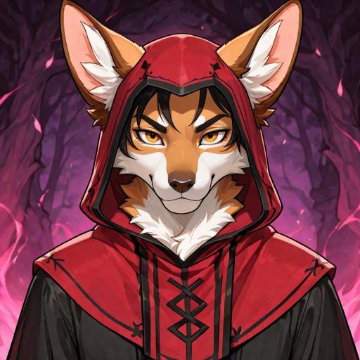 Anthropomorphic Fox Character in Red Hoodie