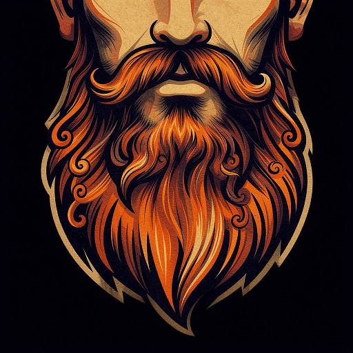 Intricate Beard Line Art Design
