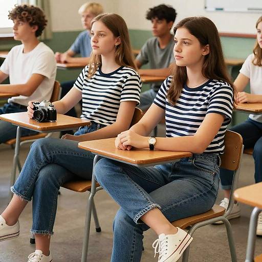 Photorealistic Denim Classroom with Students