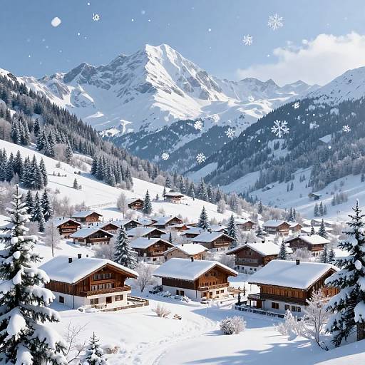 Serene Alpine Village in Winter