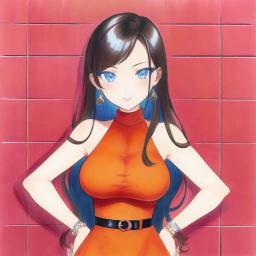 Anime Girl in Orange Dress with Jewelry