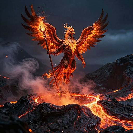 Epic Phoenix Mage in Volcanic Crater