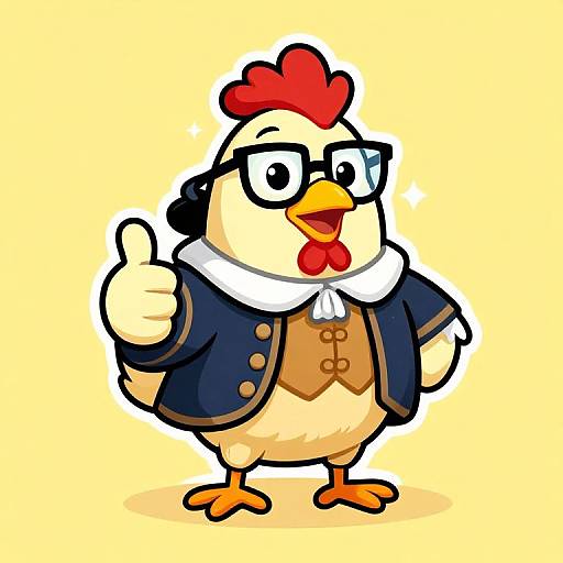 Happy Cartoon Chicken Logo with Glasses