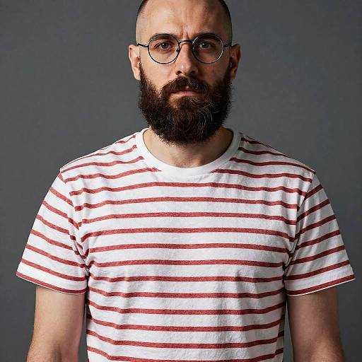 Minimalist Bearded Logo-Style Portrait in Cool Tones